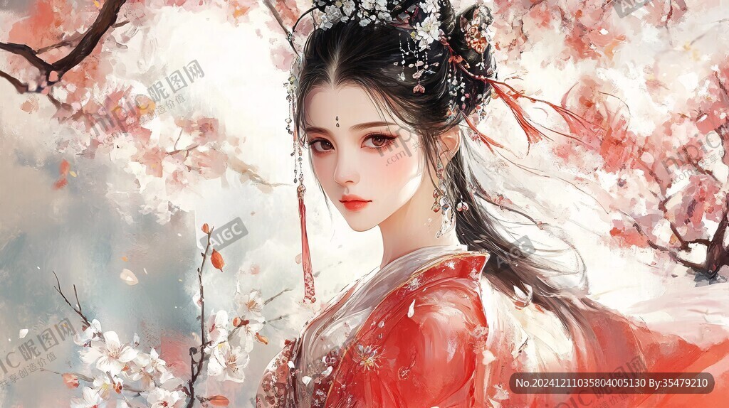 红衣少女设计古风