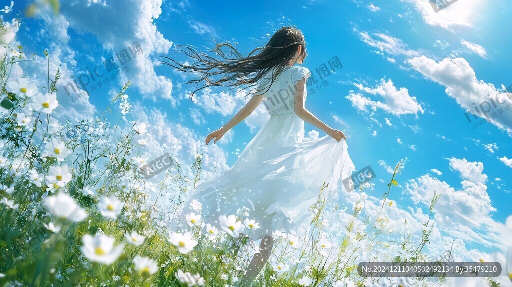 花海中的少女