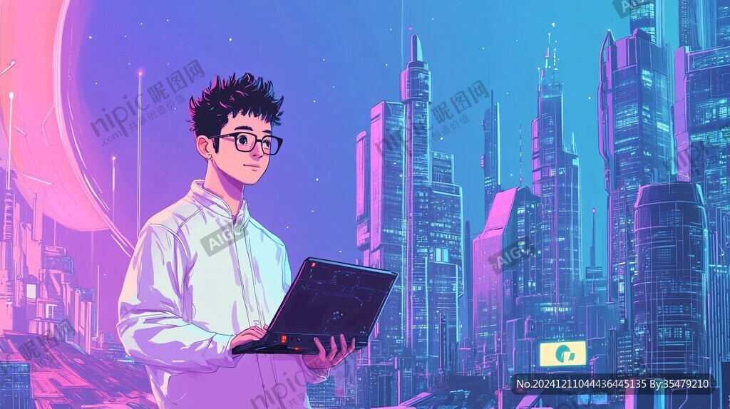 科技男插画