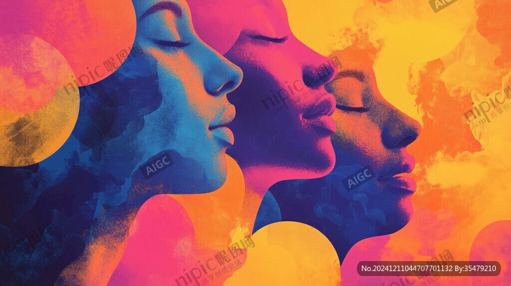 人脸色块拼接装饰画