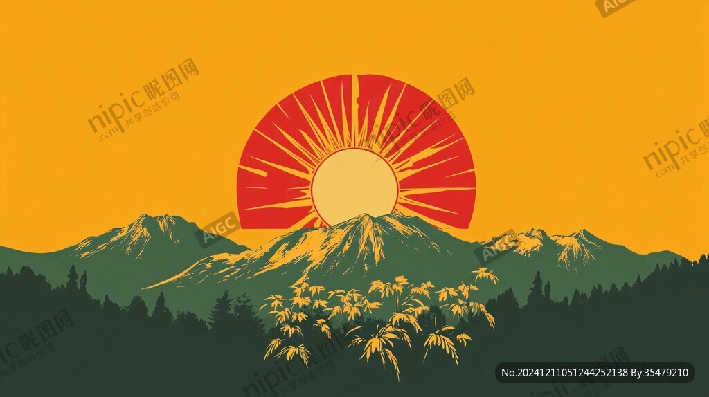 旭日东升插画