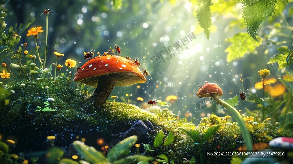 梦幻蘑菇背景
