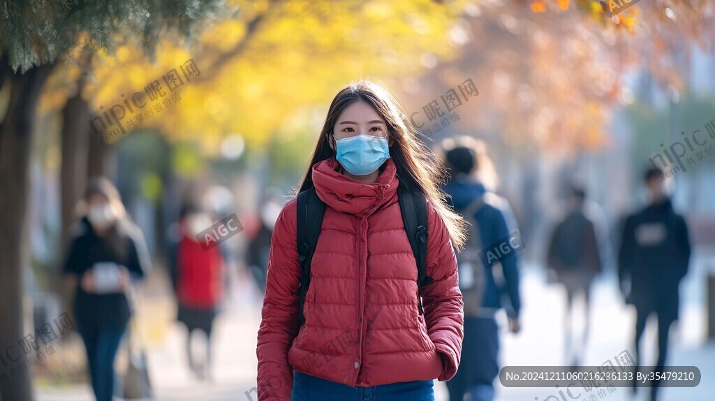 戴口罩的行人