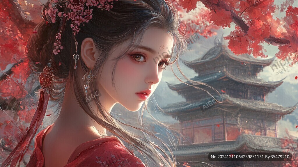 红衣少女设计古风