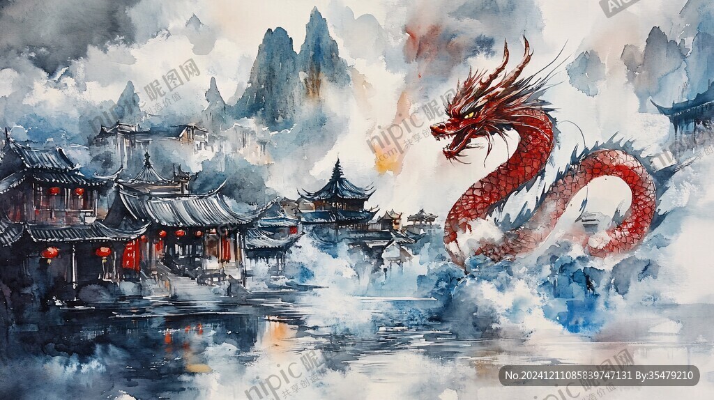 淡彩龙腾