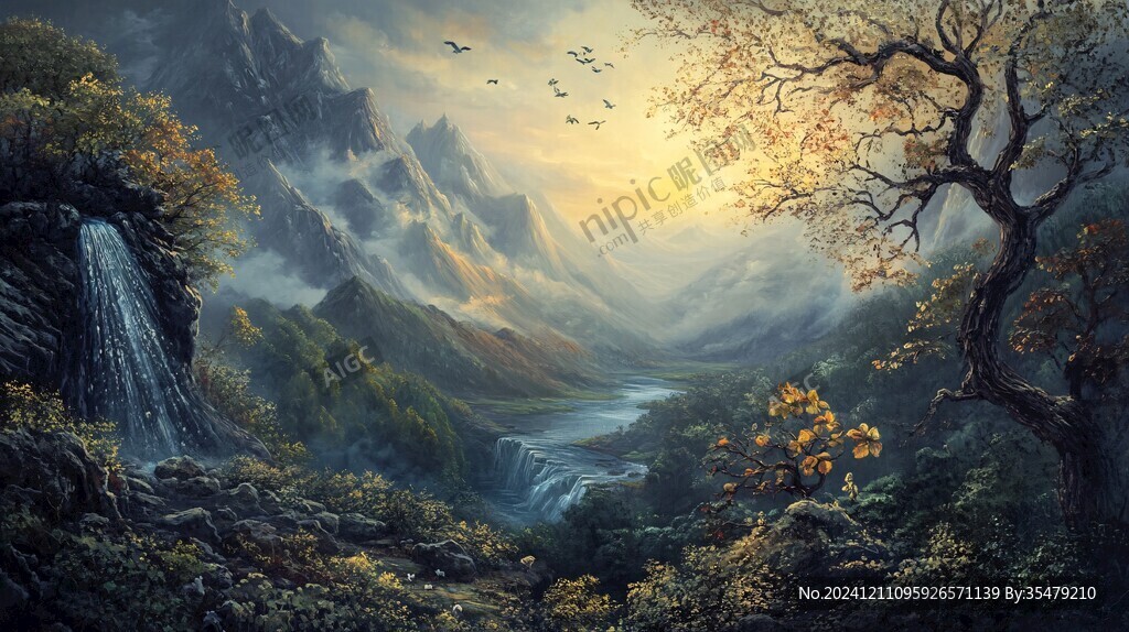 风光人间仙境油画