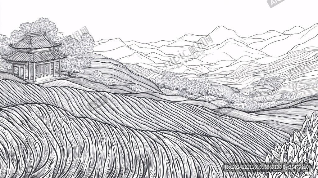 线条版茶山