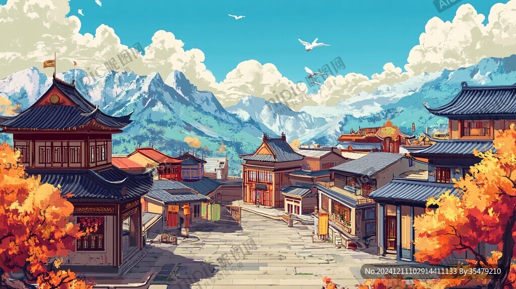 纳西族城市插画