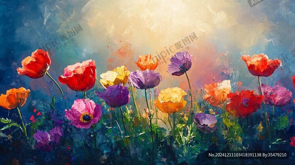 唯美花油画