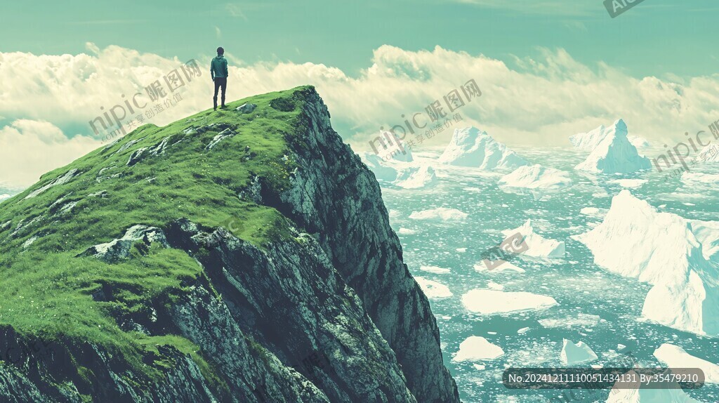 站在山峰的人
