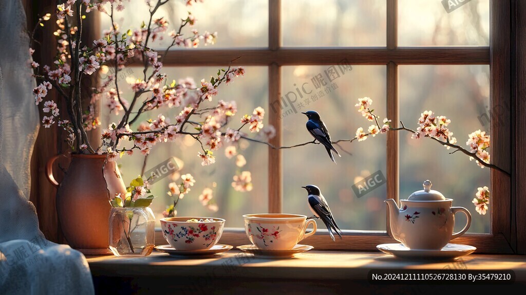 窗边的茶具