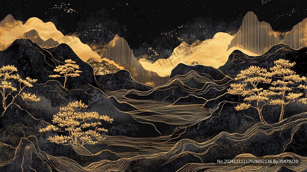 新中式金线山水