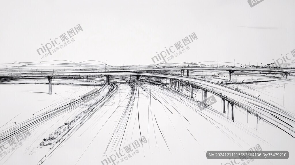深中通道素描插画