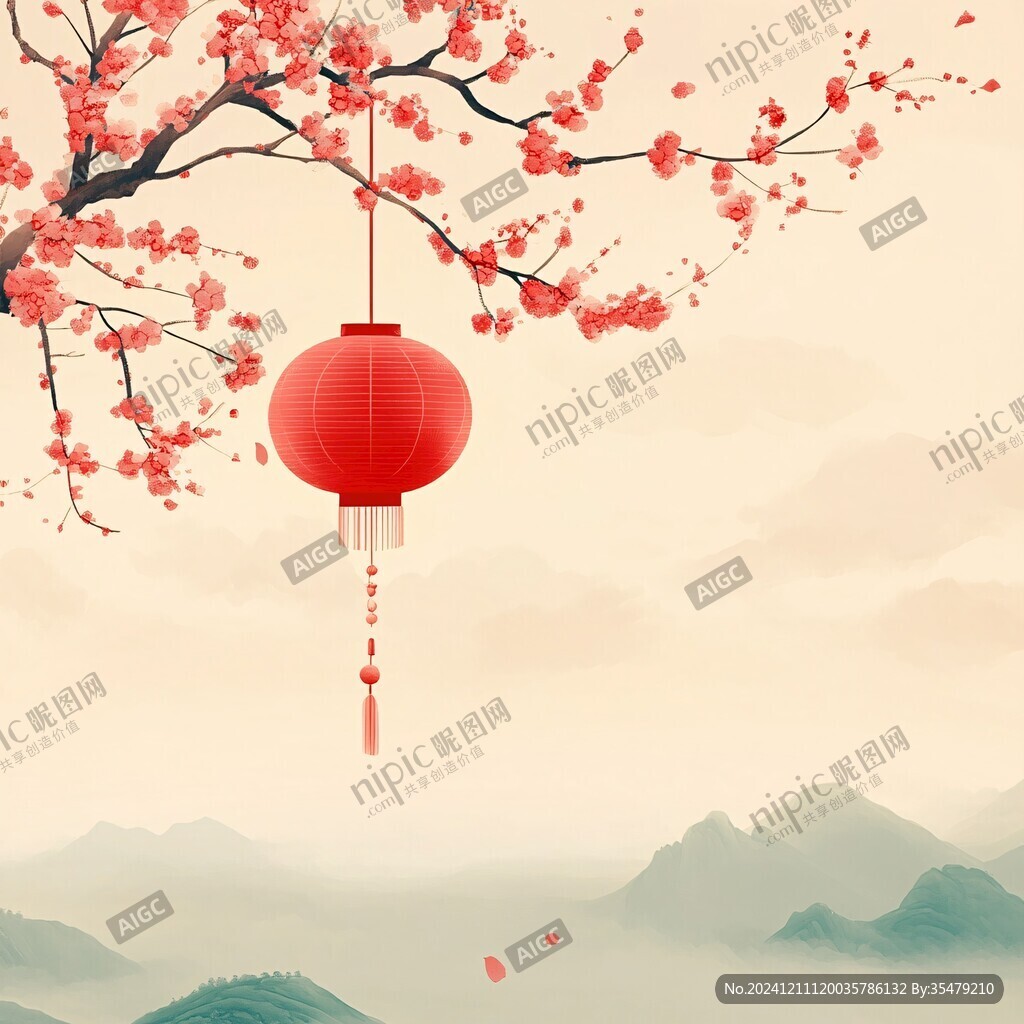 灯笼梅花背景图