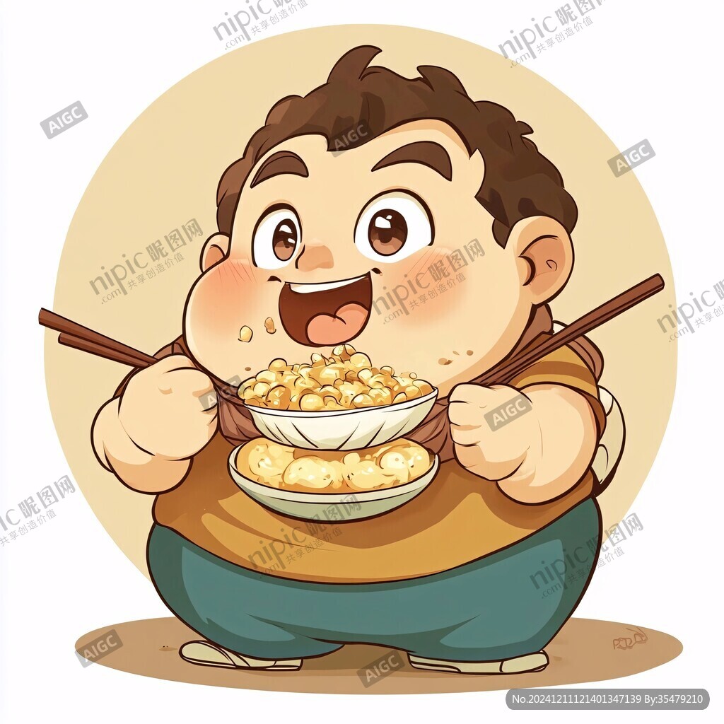 卡通馋嘴小孩