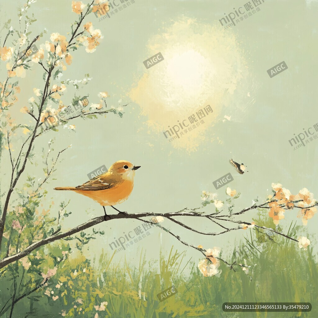 春天节气唯美插画