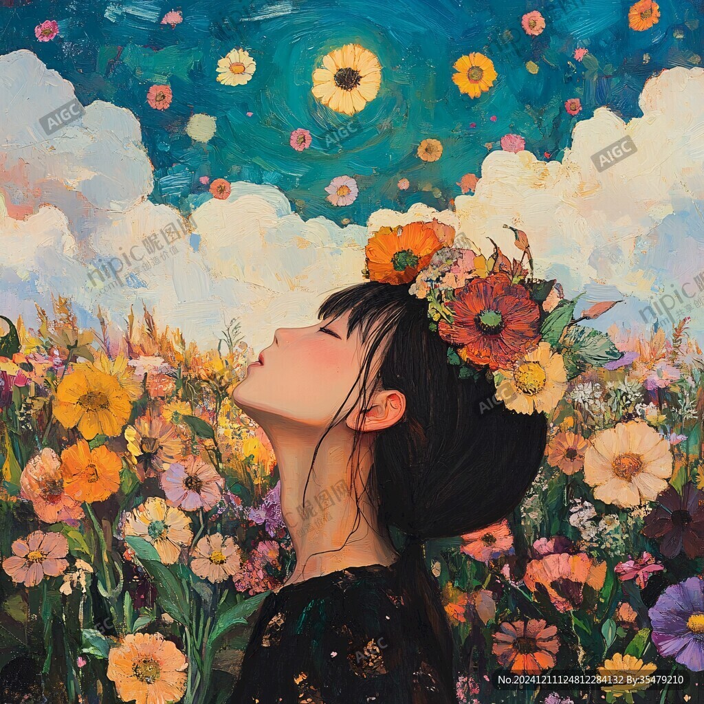 雏菊少女插画