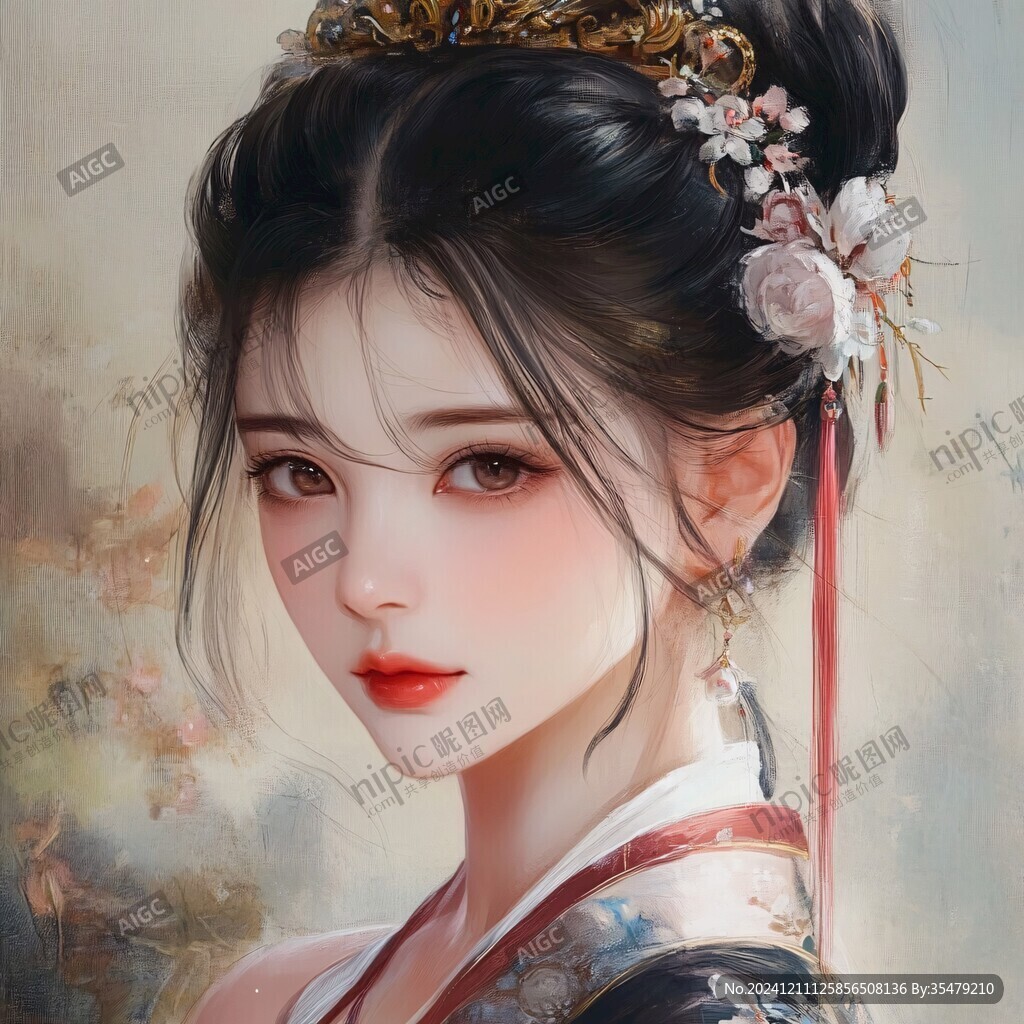 古风美女头像插画封面