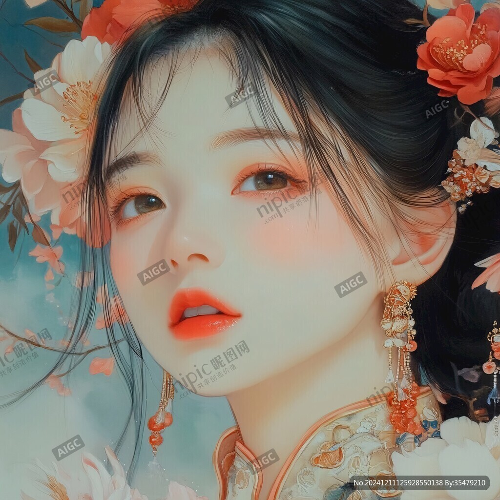 古风美女头像插画封面
