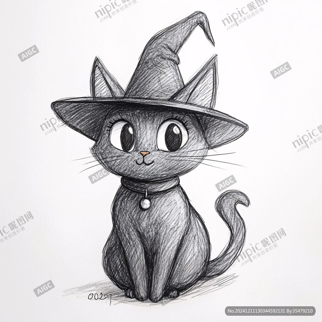 小黑猫插画