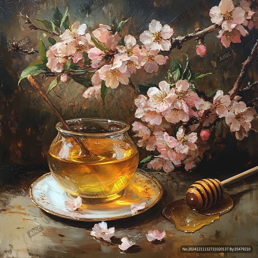 采蜜油画