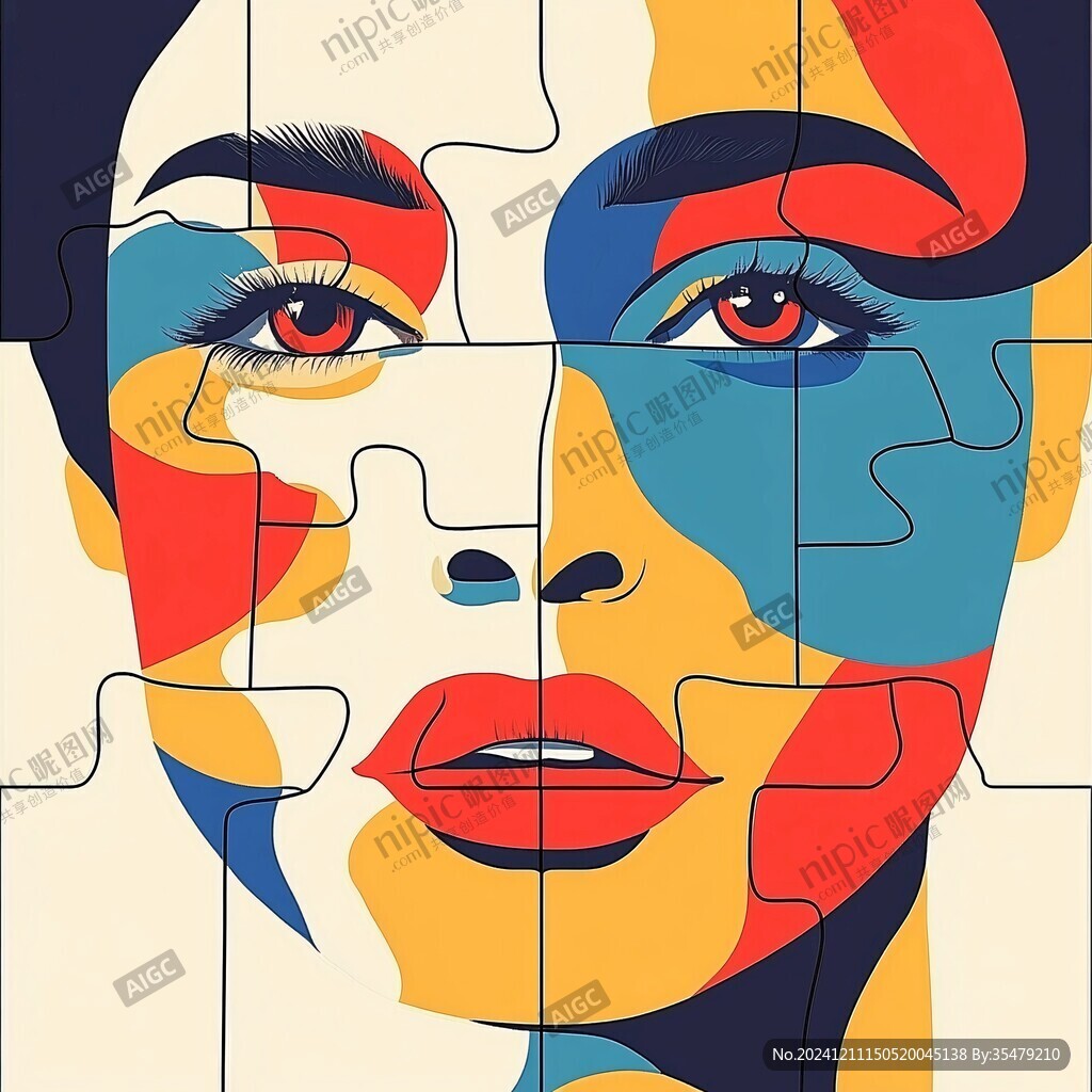 人脸色块拼接装饰画