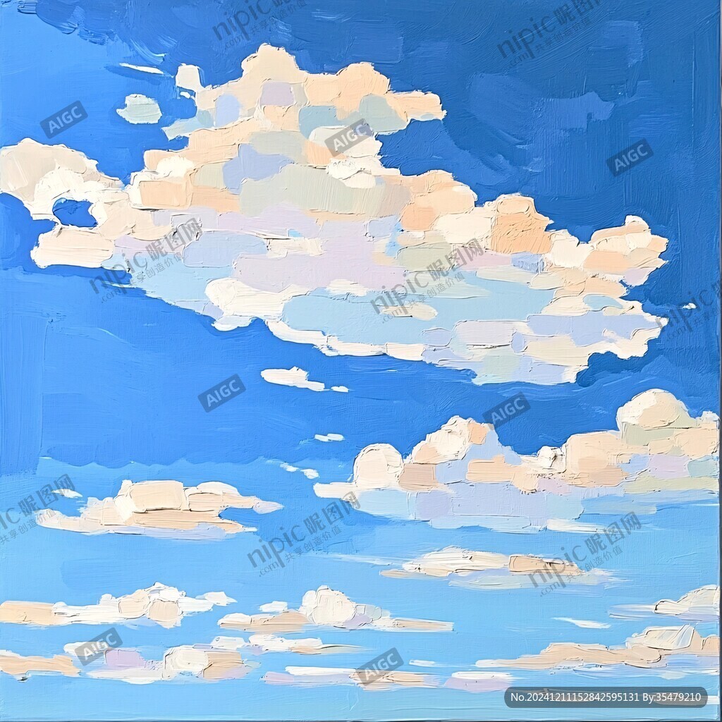 手绘云装饰画