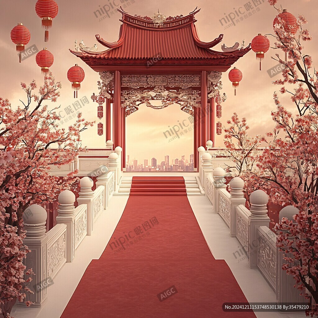 新年门头门楼拱门背景