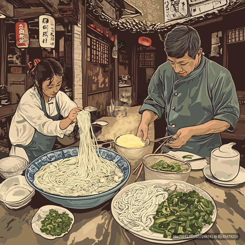 饸烙面插画