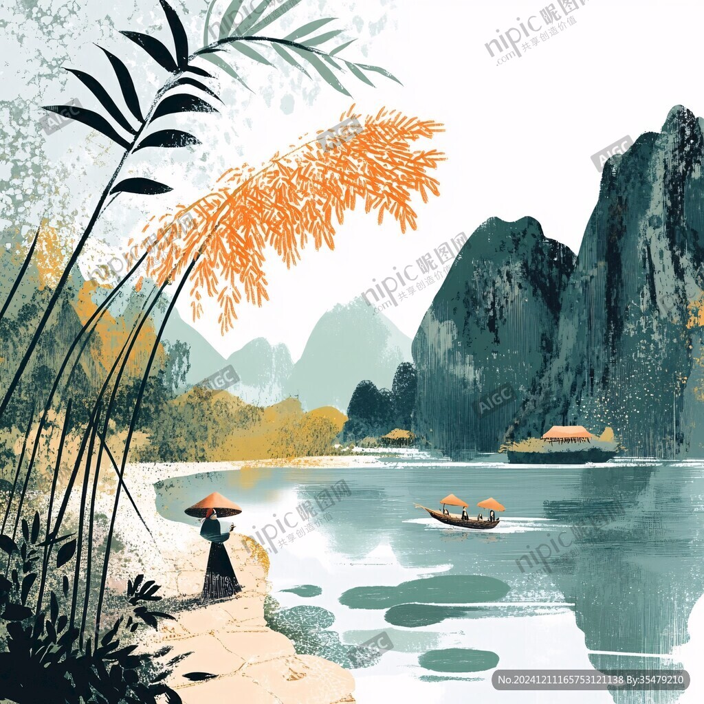 广西景点广西插画