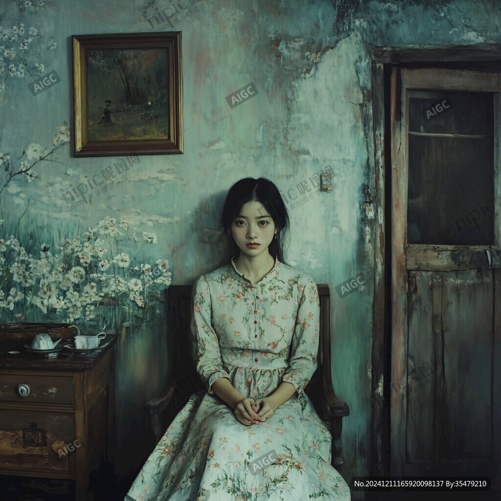 油画少女