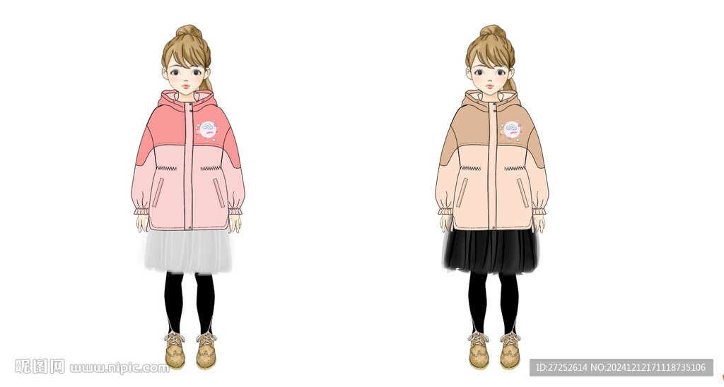 童装拼色外套风衣