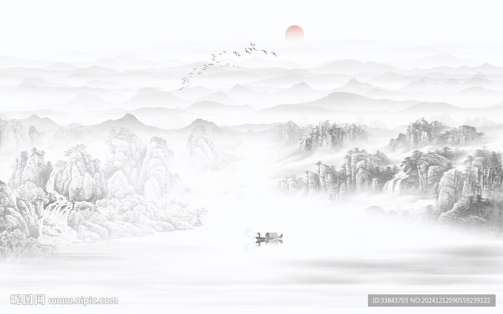 新中式山水背景墙