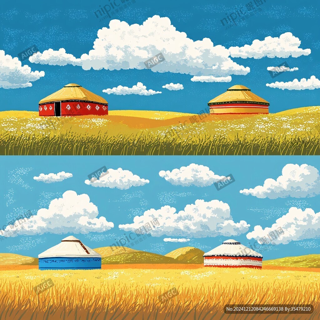 插画蒙古包