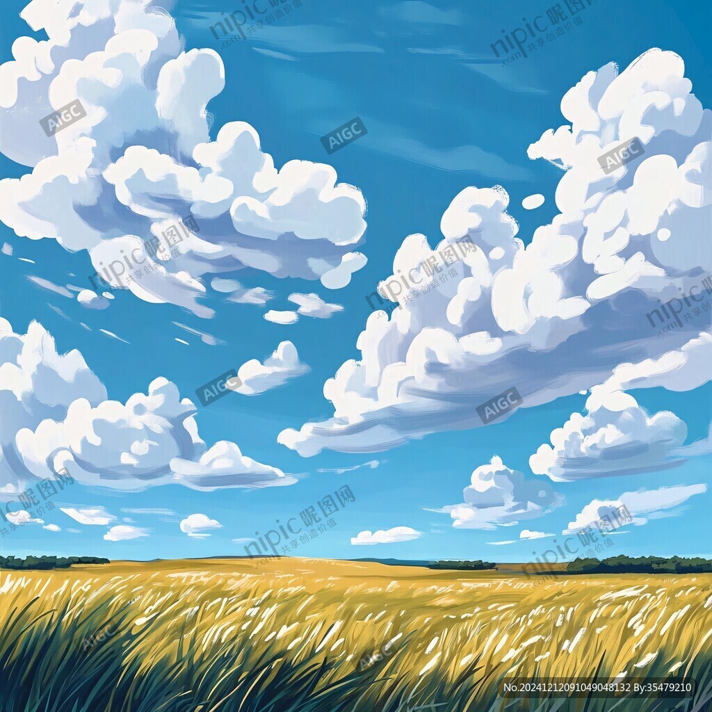 小麦田插画