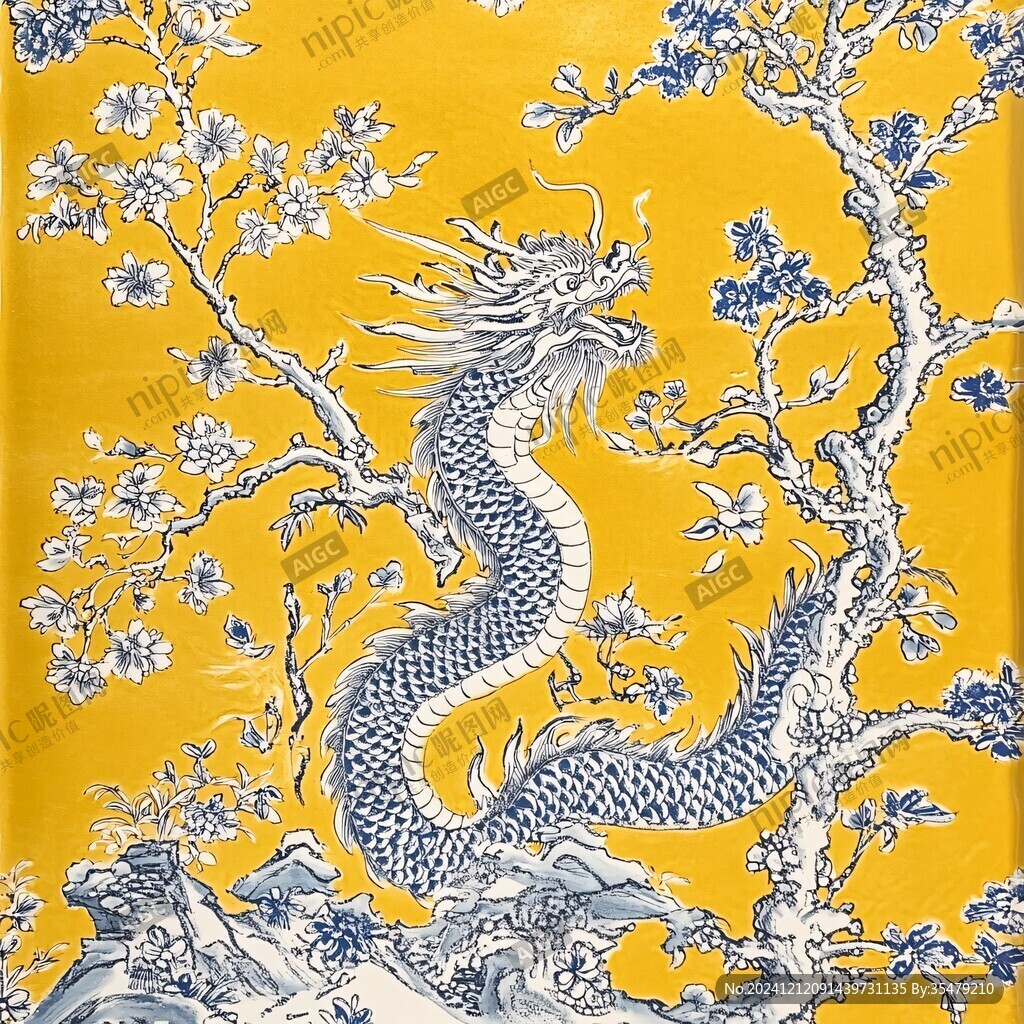 黄地龙凤呈祥
