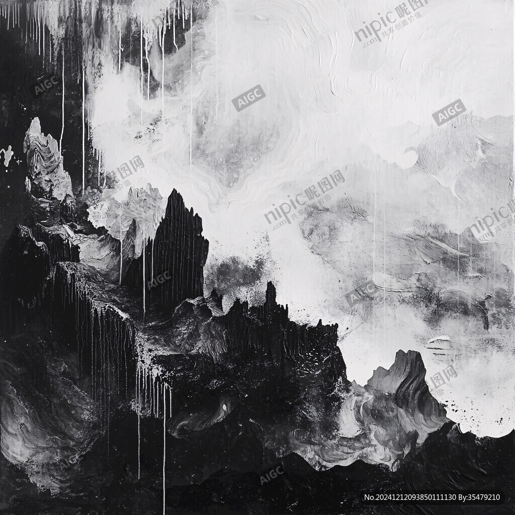 黑白画山水画后现代