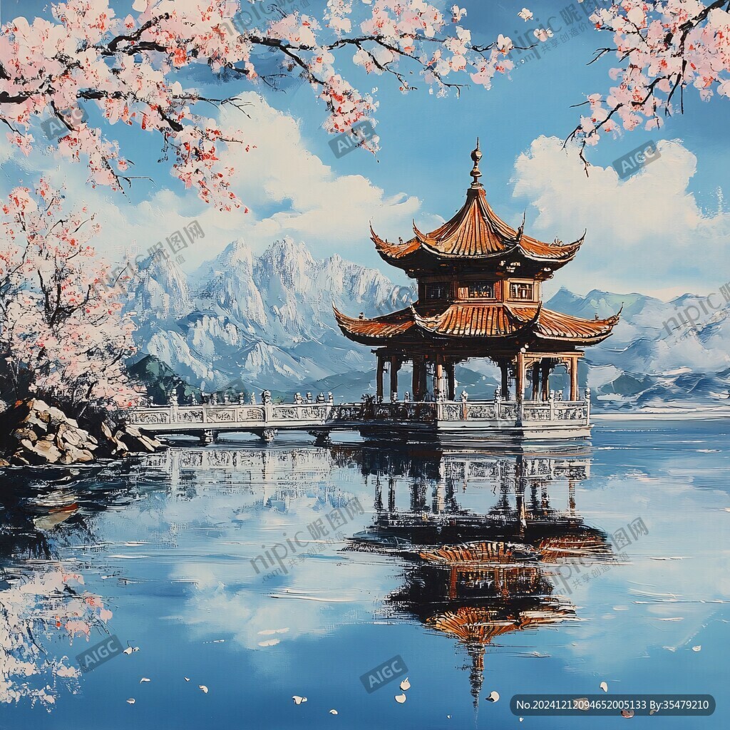 山水楼阁雅致意境风