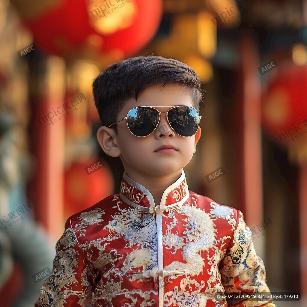 喜庆掌柜小男孩