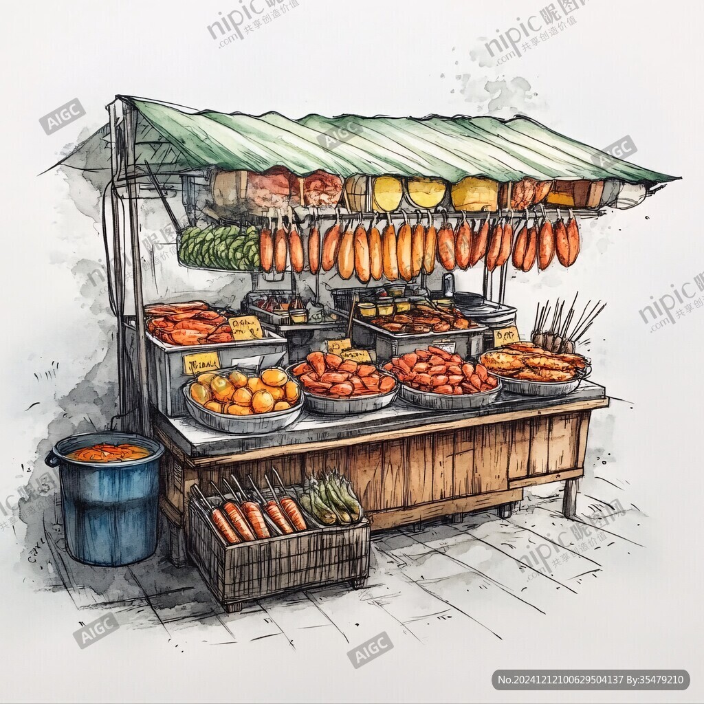 手绘小吃店