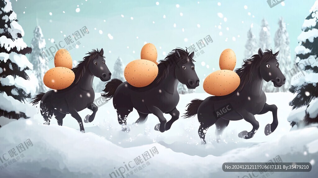 冬季雪地套马