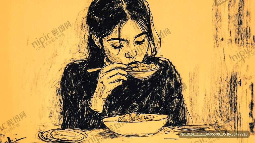 吃饭线稿