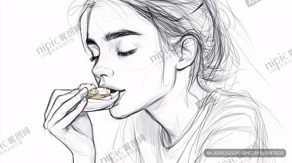 手绘零食女孩