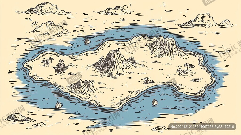 手绘海岛