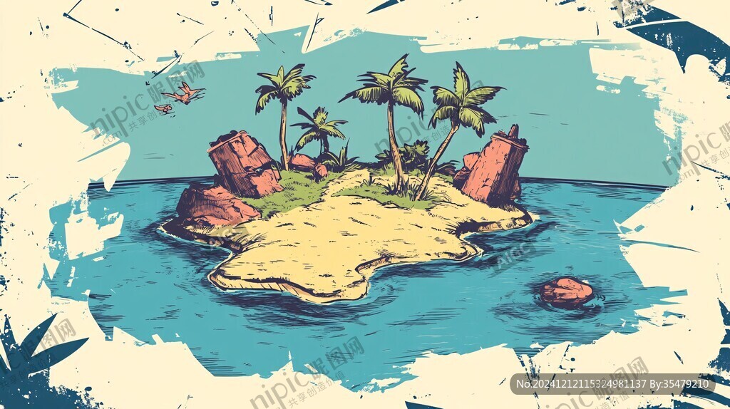 手绘海岛