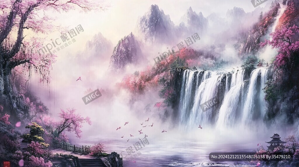 流彩山水风景画
