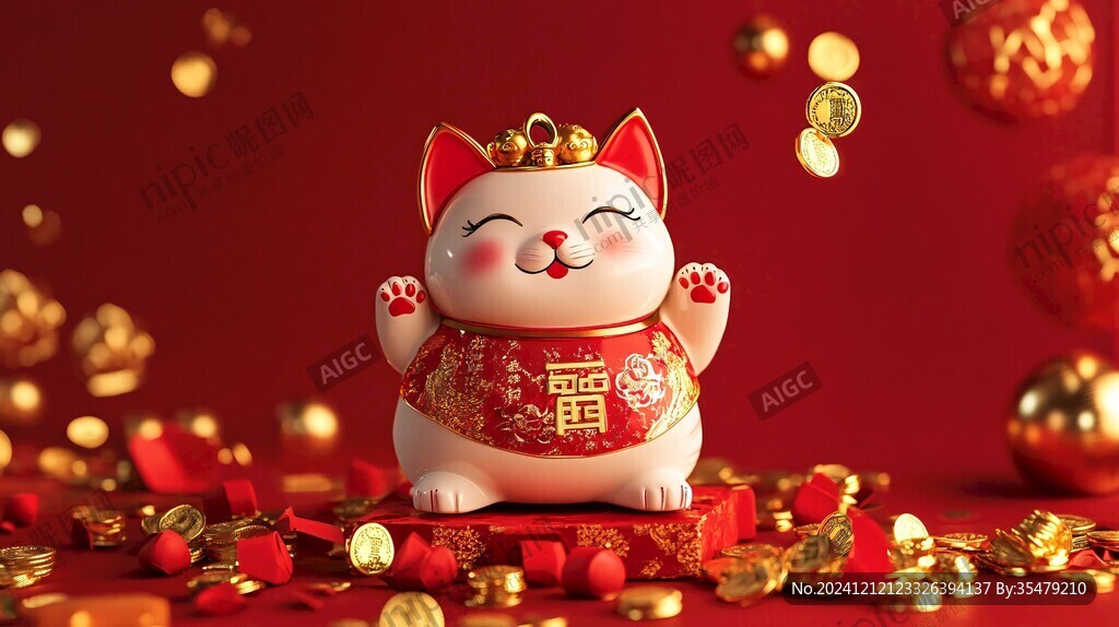 招财猫恭喜发财大拜年