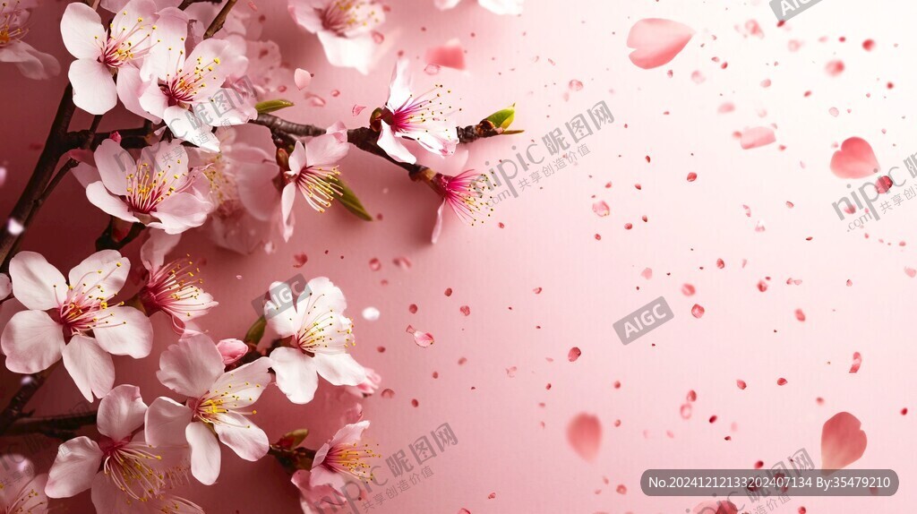 唯美花瓣创意桃花