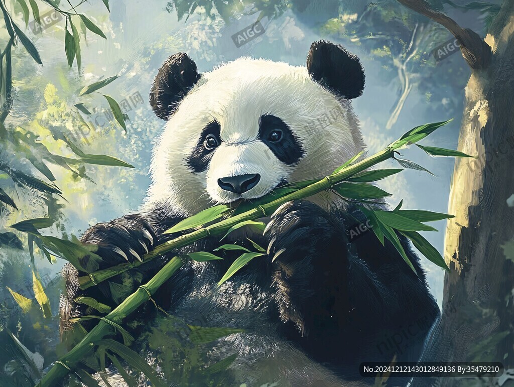 写实熊猫插画