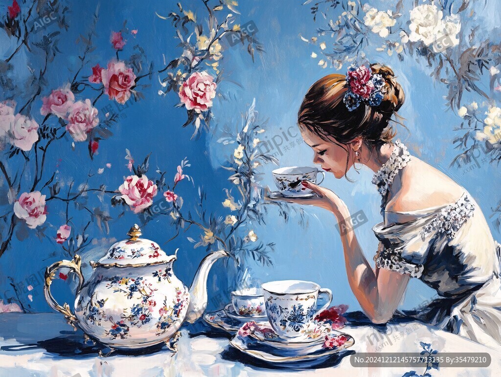 早茶壁画